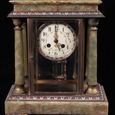 French Marble & Brass Mantle Clock 