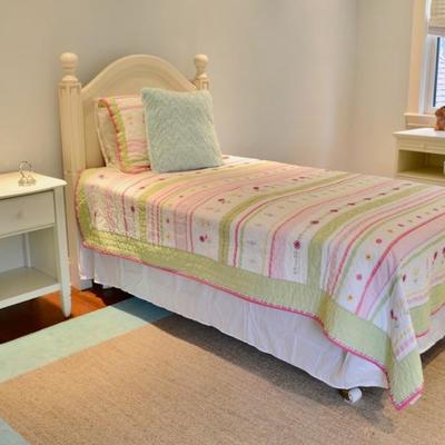 Twin bed with matching side table