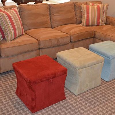Lexington Furniture Contemporary micro-suede sectional sofa with tan upholstery