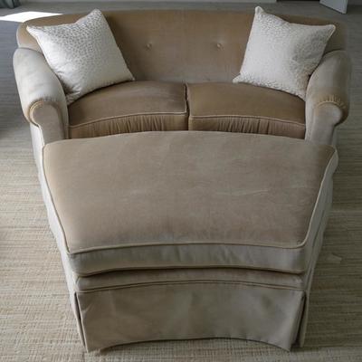 Hickory Chair gold 2 cushion sofa with matching ottoman