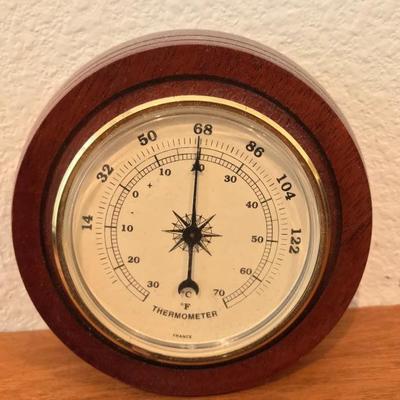 vintage thermometer France, wood framed
