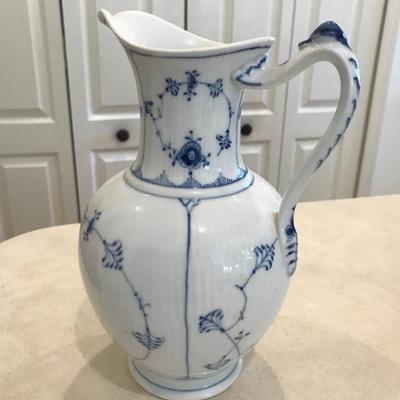 Royal Copenhagen Blue Fluted Half Lace Water Jug