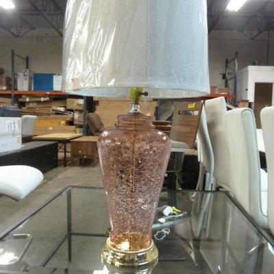 LARGE PINK GLASS TABLE LAMP