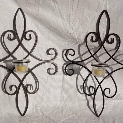 Pair Black Wire Candle Holders/Wall Decor- Very El ...