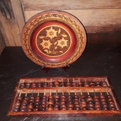Large abacus and wood plate
