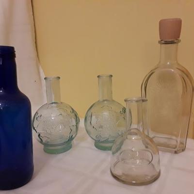 Blue bottle and clear bottles