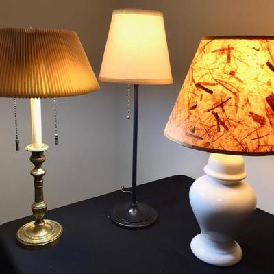 Variety of table lamps.