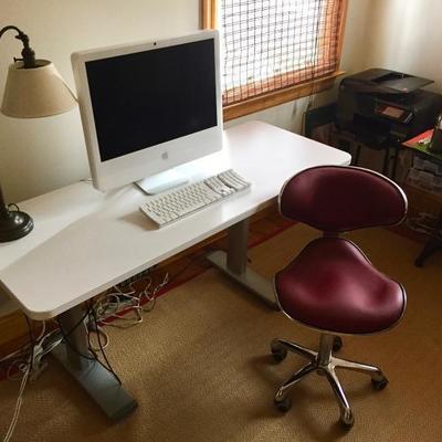Steelcase Adjustable Height Desk, Mid-Century Style Swivel Office Chair, Desktop iMac