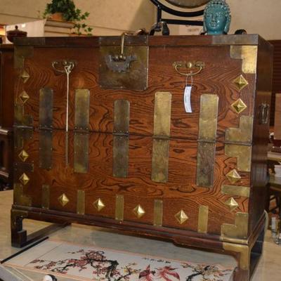Vintage sideboard chest with brass trim