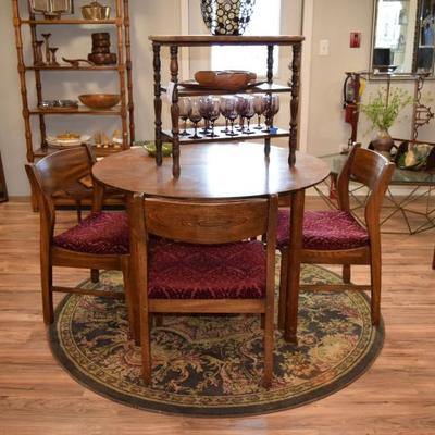 Round dining table and chairs