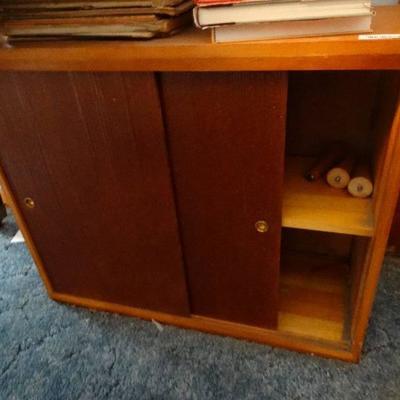 Small wood cabinet w/ sheet music/ music books/ CD ...