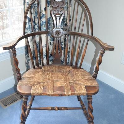 Rush seat windsor chair with barley twist supports
