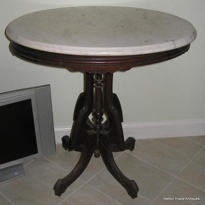 Antique Eastlake Mahogany Table with Marble top