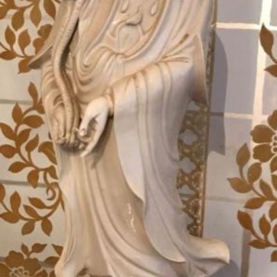 ​A Stunning Vintage Chinese Blanc De Chine White Porcelain Kwan Yin Or Guanyin Statue (A Buddhist Deity Associated With Mercy And...