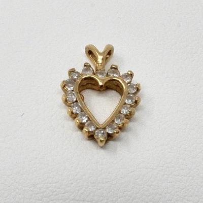 Small gold plate heart pendant with white stones