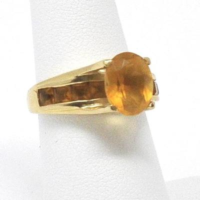 14k gold citrine ring with channel set small citrine