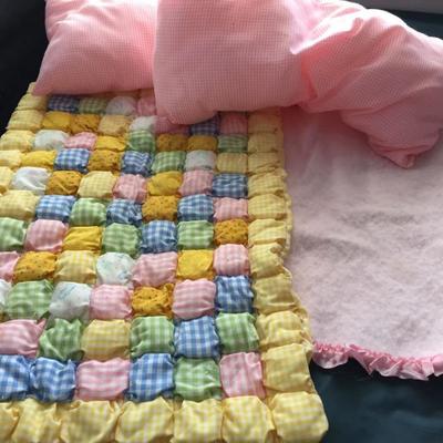 Baby blanket and quilt.