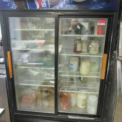 True Refrigerator Display Case with Sliding Doors