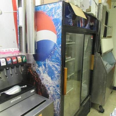 True Refrigerator Display Case with Sliding Doors