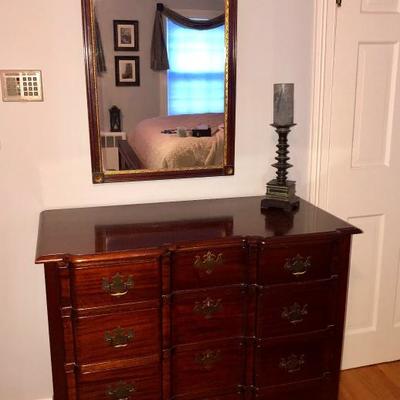 Antique Mahogany Chippendale block front dresser and matching mirror 
