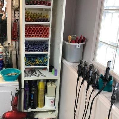Hair salon styling tools and supplies