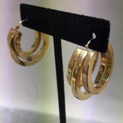14kt Gold Triple Hoop Earrings