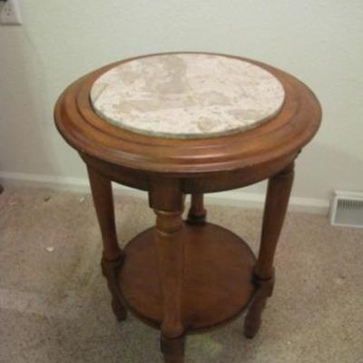 Marble-Top Wood Table