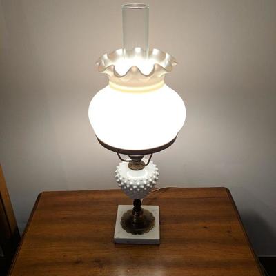 Milk glass hurricane lamp