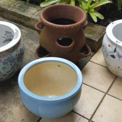 FKT064 Ceramic Planter Pots, Terra-Cotta Strawberry/Herb Pot
