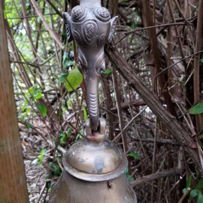 Elephant brass garden bell on chain