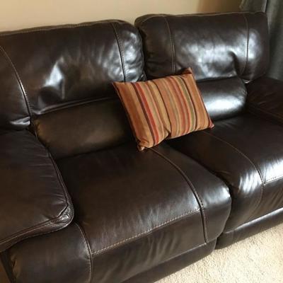 electric reclining leather love seat