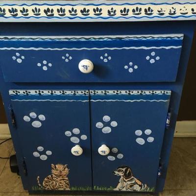 cute hand-painted dog & cat cabinet