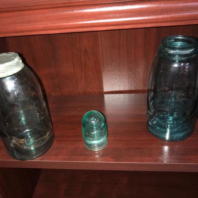 ANTIQUE GREEN GLASS BALL JARS