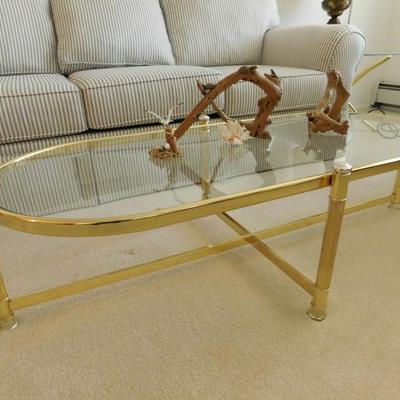 brass and glass coffee table 