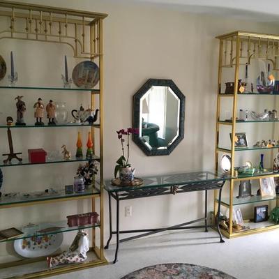 Mid Century Brass and Glass Etageries