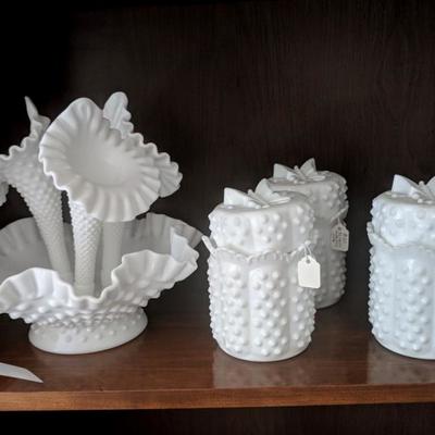 Fenton Epergne set, Fenton butterfly jars