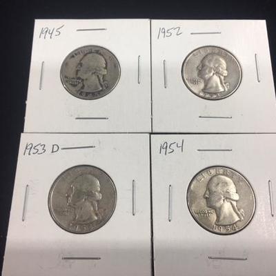 1945, 1952, 1953, 1954 Washington Quarters