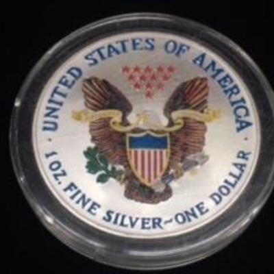 2001 UNC. Colorized American Silver Eagle
