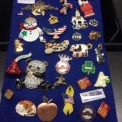 Tray of Holiday & Service Pins