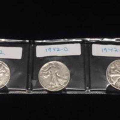 1942, 1942-S, 1942-D Walking Liberty 1/2 Dollars