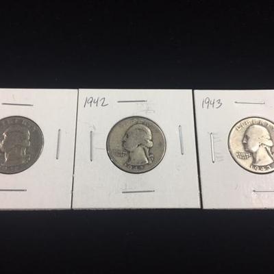 1941, 1942, 1943 Washington Quarters