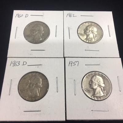 1960, 1962, 1963, 1957 Washington Quarters
