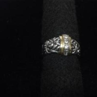 .925 Sterling Ring with Gold Filigree Accent