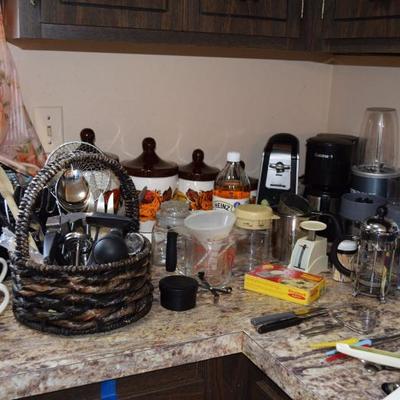 Small appliances, canisters, various kitchen items