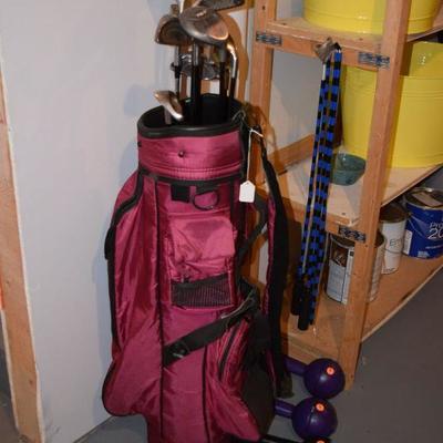Golf Clubs, Golf Bag, & Weights