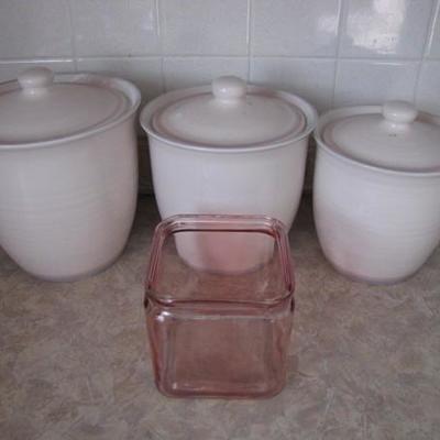 Canister Set & Pink Dishes