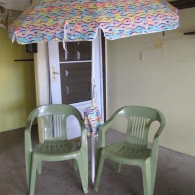 Lawn Chairs & Beach Umbrella