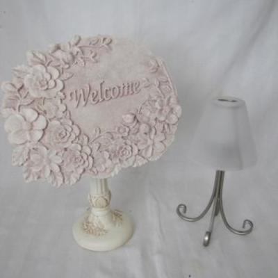 Decorative Welcome Sign and Candle Holder