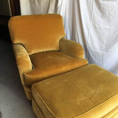 Comfortable Light Gold Chair & Ottoman
