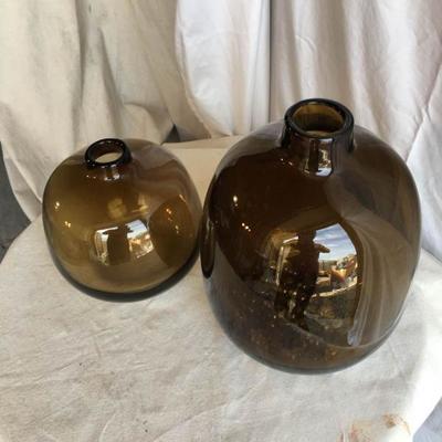 Two Smoked Glass Vases